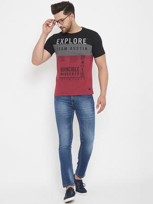 maroon printed cut & sew t-shirt - 17577884 - Standard Image - 4