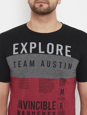 maroon printed cut & sew t-shirt - 17577884 - Standard Image - 5