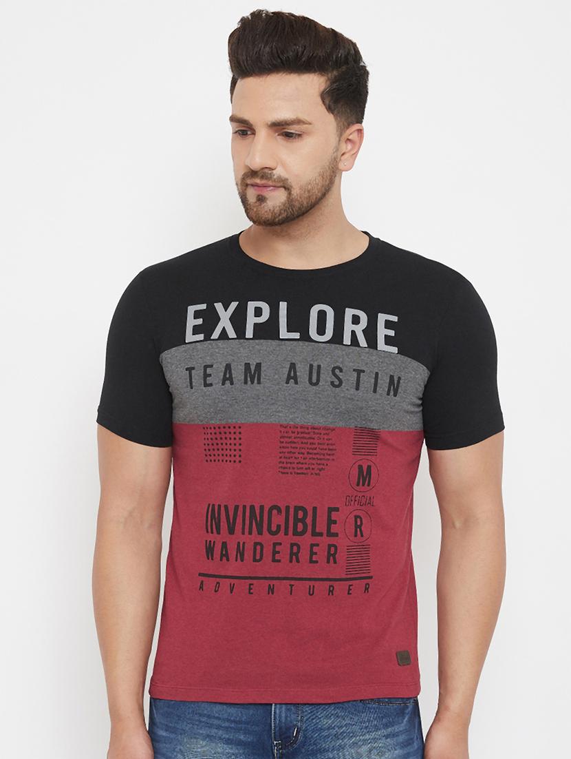 maroon printed cut & sew t-shirt - 17577884 - Zoom Image - 1