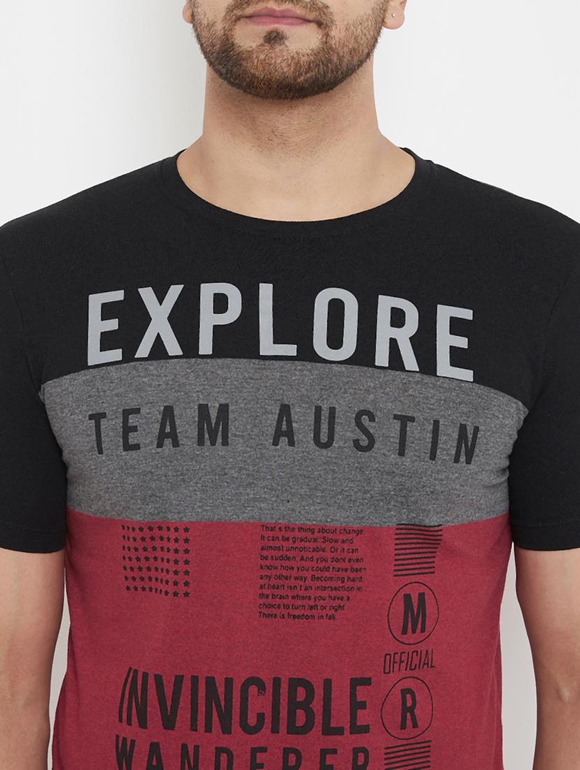 maroon printed cut & sew t-shirt - 17577884 - Zoom Image - 5