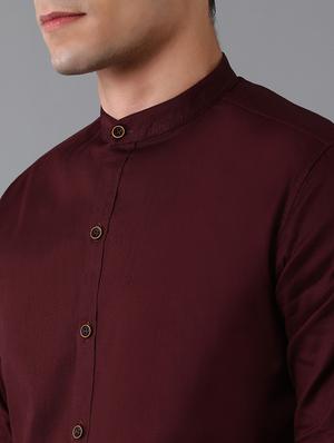 burgundy solid casual shirt - 17578131 - Standard Image - 5