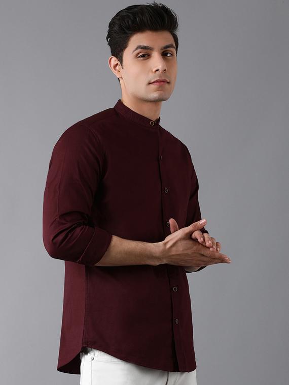 burgundy solid casual shirt - 17578131 - Zoom Image - 2