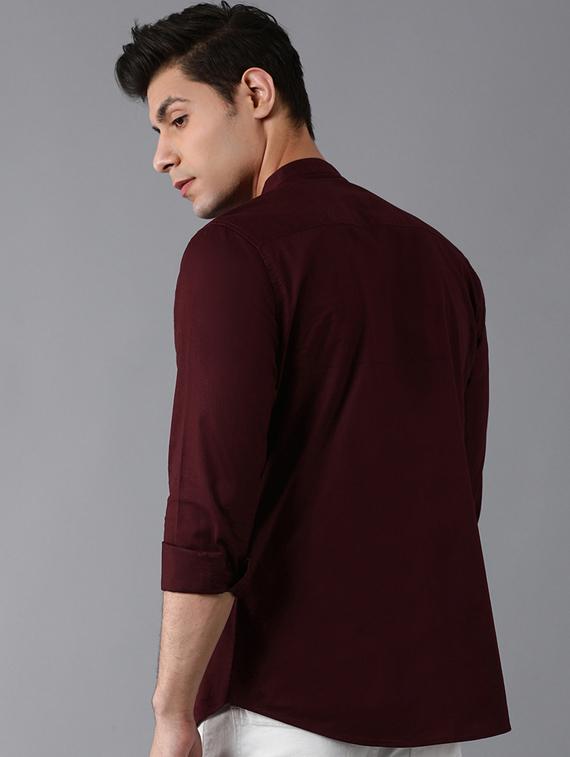 burgundy solid casual shirt - 17578131 - Zoom Image - 3