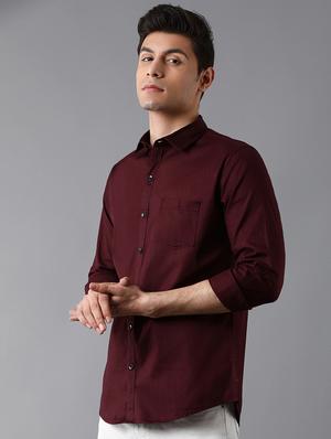 maroon solid casual shirt - 17578133 - Standard Image - 2