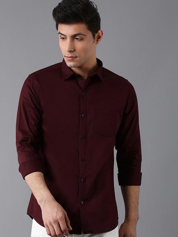maroon solid casual shirt - 17578133 - Zoom Image - 1
