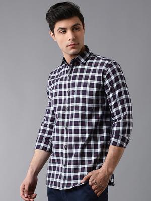 navy blue checkered casual shirt - 17578138 - Standard Image - 2