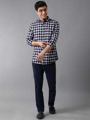 navy blue checkered casual shirt - 17578138 - Standard Image - 4