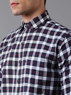 navy blue checkered casual shirt - 17578138 - Standard Image - 5
