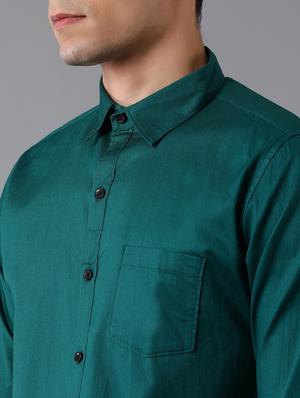 green solid casual shirt - 17578146 - Standard Image - 4