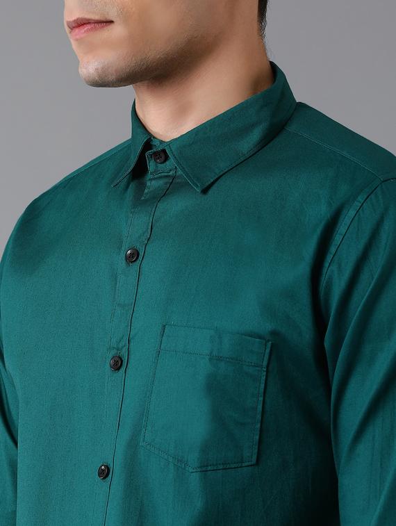 green solid casual shirt - 17578146 - Zoom Image - 4