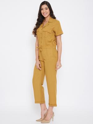 tie front full leg jumpsuit - 17578749 - Standard Image - 2