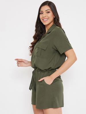 drawstring waist romper jumpsuit - 17578750 - Standard Image - 2