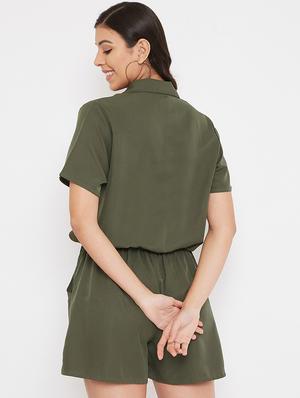 drawstring waist romper jumpsuit - 17578750 - Standard Image - 3