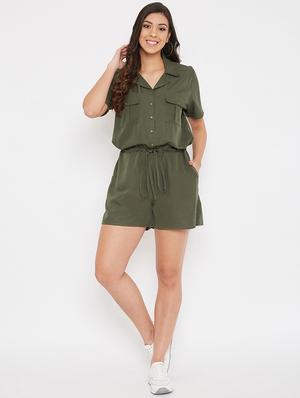 drawstring waist romper jumpsuit - 17578750 - Standard Image - 4