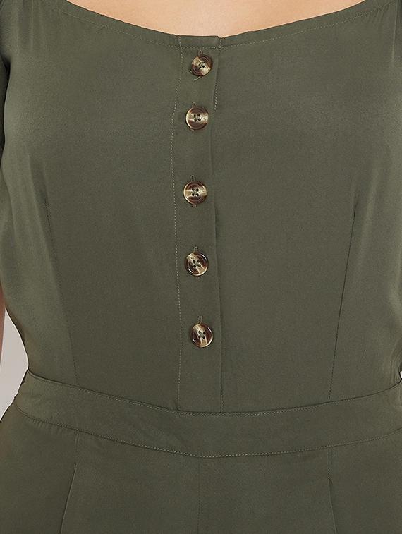 olive solid 3/4 jumpsuit - 17578751 - Zoom Image - 4
