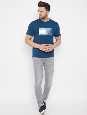 blue chest print t-shirt - 17578842 - Standard Image - 4