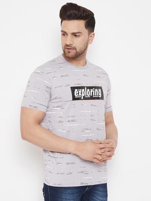 grey chest print t-shirt - 17578864 - Standard Image - 2