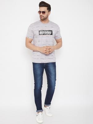 grey chest print t-shirt - 17578864 - Standard Image - 4