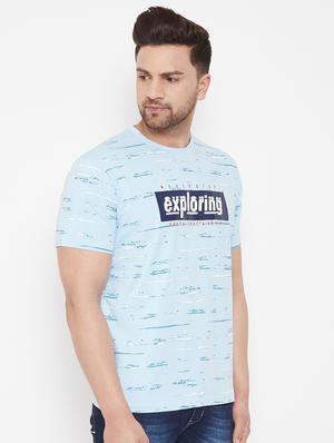 light blue chest print t-shirt - 17578865 - Standard Image - 2
