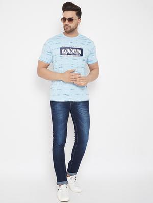light blue chest print t-shirt - 17578865 - Standard Image - 4