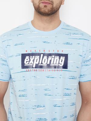 light blue chest print t-shirt - 17578865 - Standard Image - 5