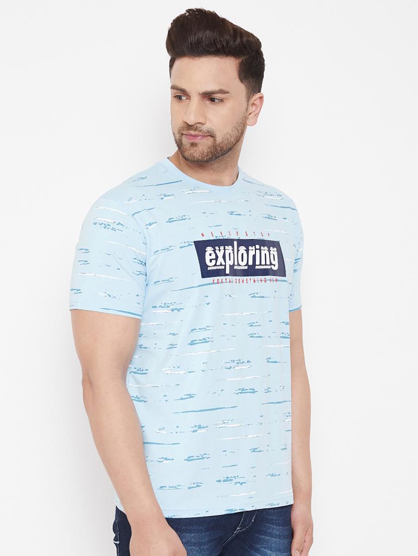 light blue chest print t-shirt - 17578865 - Zoom Image - 2