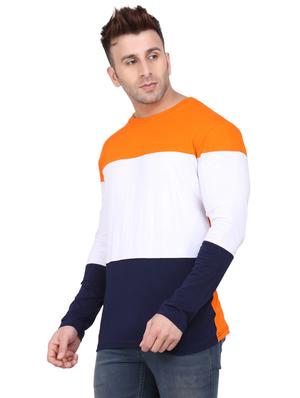 orange color block cut & sew t-shirt - 17579331 - Standard Image - 2