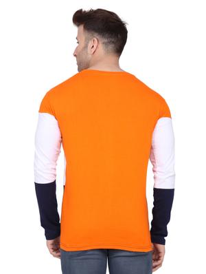 orange color block cut & sew t-shirt - 17579331 - Standard Image - 3