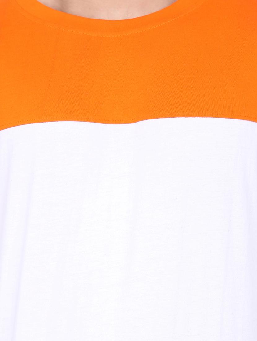 orange color block cut & sew t-shirt - 17579331 - Zoom Image - 4