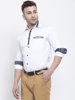 white solid casual shirt - 17579422 - Standard Image - 2
