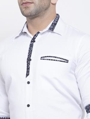 white solid casual shirt - 17579422 - Standard Image - 5