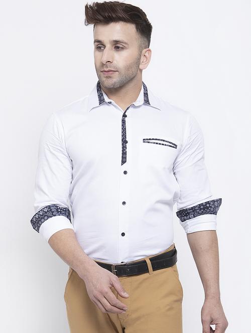 white solid casual shirt - 17579458 - Standard Image - 1
