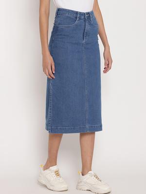 high rise denim skirt - 17579473 - Standard Image - 3