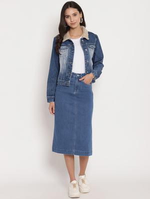 high rise denim skirt - 17579473 - Standard Image - 5