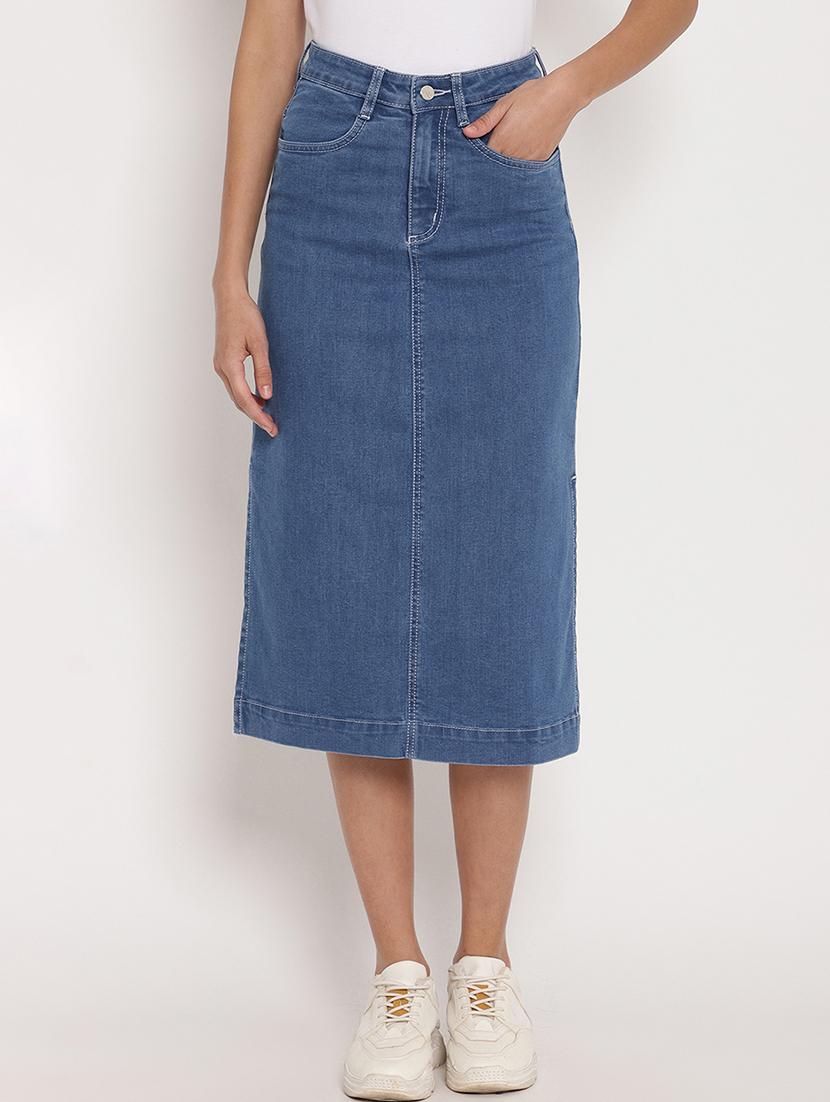 high rise denim skirt - 17579473 - Zoom Image - 1