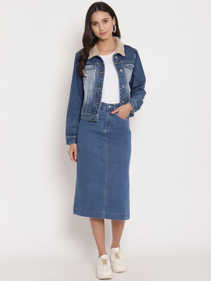 high rise denim skirt - 17579473 - Zoom Image - 5