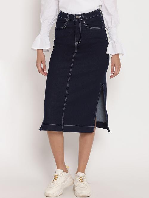 high rise denim skirt - 17579474 - Standard Image - 1