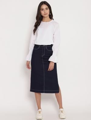 high rise denim skirt - 17579474 - Standard Image - 5