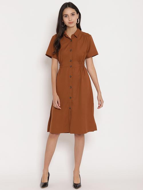 button up solid shirt dress - 17579478 - Standard Image - 1