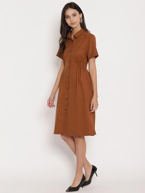 button up solid shirt dress - 17579478 - Standard Image - 3