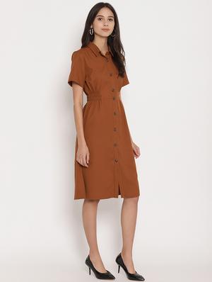 button up solid shirt dress - 17579478 - Standard Image - 4