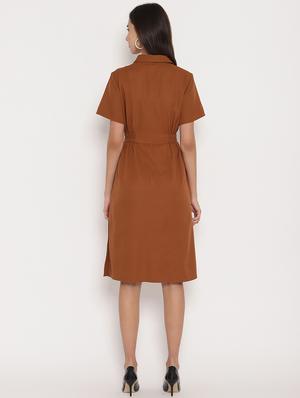 button up solid shirt dress - 17579478 - Standard Image - 5