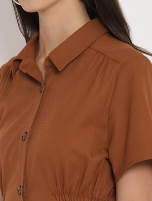 button up solid shirt dress - 17579478 - Standard Image - 6