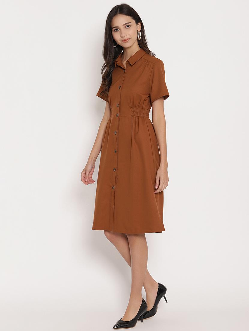 button up solid shirt dress - 17579478 - Zoom Image - 3