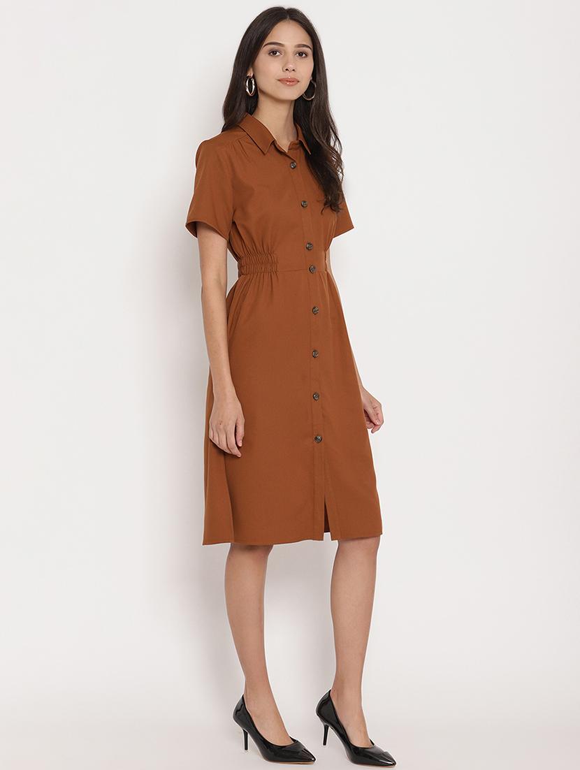 button up solid shirt dress - 17579478 - Zoom Image - 4