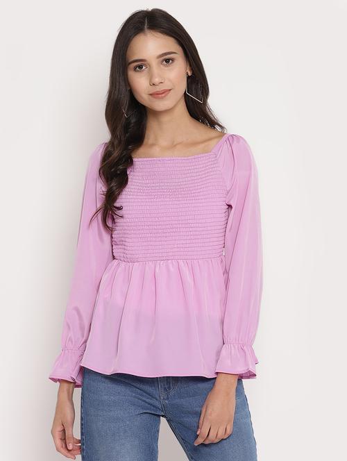square neck smocked top - 17579492 - Very Small Image - 1