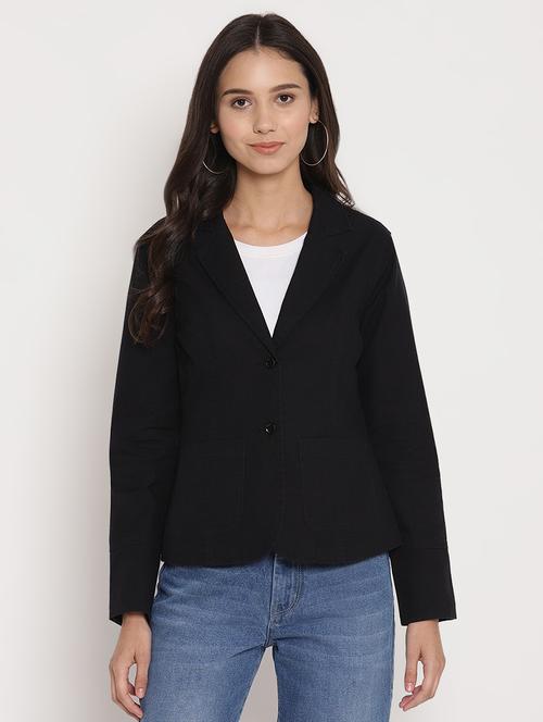 lapel neck solid blazer - 17579496 - Standard Image - 1