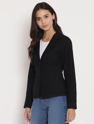 lapel neck solid blazer - 17579496 - Standard Image - 2