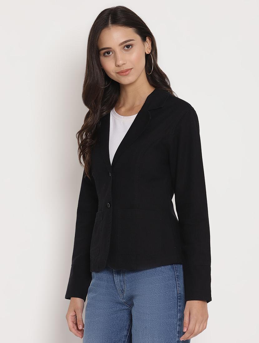 lapel neck solid blazer - 17579496 - Zoom Image - 2