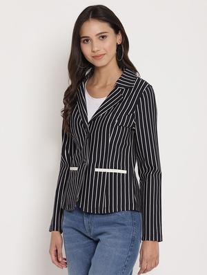 lapel neck striped blazer - 17579498 - Standard Image - 2